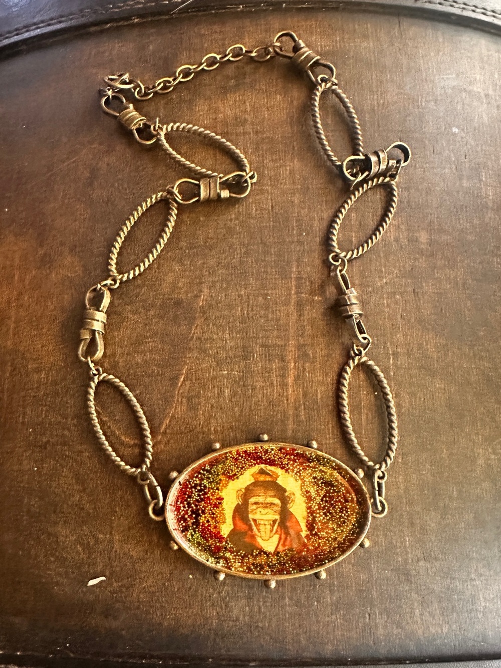 Hand Crafted Antique Bronze “Monkey Around” Pendant Necklace